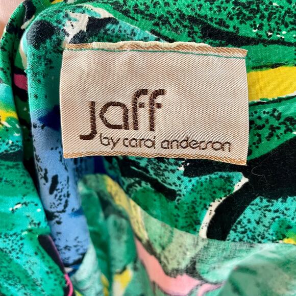 Vintage 90s Women's JAFF Floral Green Floral Button Up Top - Size Large - Picture 4 of 9